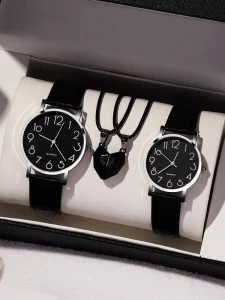 4pcs חגורה דיסק דיגיטלי 4pcs יחד עם שעון שחור שרשרת זוג