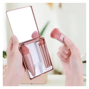 5 יחידות מיני מברשות איפור בגודל נסיעות סט מברשות קוסמטיות עם פונקציה מלאה עם מארז אחסון ומראה לנסיעה