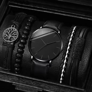 5 יח'סט אנשי עסקים שעונים תיק רצועת עור מזדמנים של קוורץ גברים (ללא קופסא)