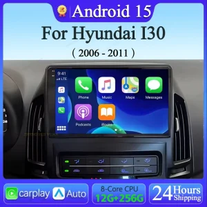 Android 15 Carplay אוטומטי עבור הינדאי I30 2006 2007 2008 2009 2010 2011 רדיו לרכב מולטימדיה נגן וידאו ניווט GPS לא 2Din