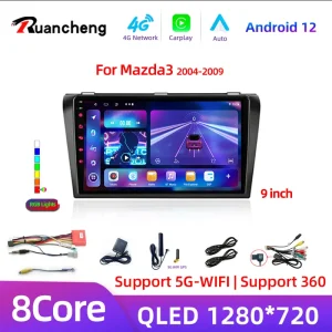 Core Android 13 Carplay עבור Mazda 3 2004 2005 2006 2007 2008 2009 רדיו לרכב עם BOSE נגן מולטימדיה 2 Din סטריאו GPS DVD