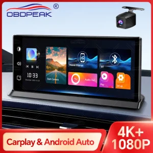 K2 Pro 11.3" מצלמת רכב DVR 4K אלחוטית Carplay Android auto Ai Screen Dash Cam מקליט וידאו עם שני עדשות GPS ניווט לוח מחוונים