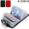 KISMIS תיק כרטיסים מעור PU חדש 24 חריצים - מחזיק כרטיסי ביקור ודרכון לגברים ונשים