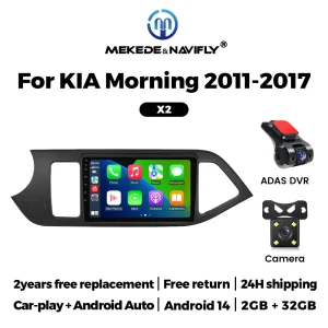 MEKEDE 9 אינץ 'אנדרואיד 14 רדיו לרכב עבור KIA Morning 2 Picanto 2011-2017 ניווט GPS WIFI BT אלחוטי Carplay Android Auto