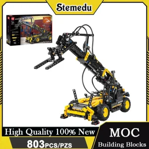 MOULD KING 803 יחידות מלגזה טלסקופית פנאומטית רכב טכני מודל משאית סימולציה מורכבת צעצוע הנדסי