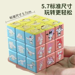 Sanrio Rubiks Cube פאזל צעצוע קריקטורה לפיתוח אינטליגנציה צעצוע לילדים פאזל טיזר מוח לילדים בנות יום הולדת 3x3 קובייה