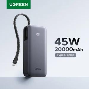 UGREEN 45W 20000mAh כבל מובנה סוג C כוח בנק לסמסונג S25 אולטרה PPS טעינה מהירה סוללה חיצונית מטען