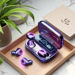 אוזניות Bluetooth TWS חדשות עם תאורת LED לשימוש חופשי, אוזניות אלחוטיות למוזיקה סטריאופונית בלוטות' HiFi לכל הסמארטפונים