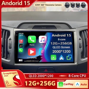 אנדרואיד 15 עבור KIA Sportage 3 2010-2016 2015 2K QLED AI קול אלחוטי CarPlay 4G סטריאו רדיו אוטומטי מולטימדיה נגן וידאו לרכב