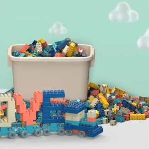בלוקים גדולים לבנייה יצירתית, סט גדול של לבני עיר קלאסיות, צעצועים חינוכיים לילדים עם קופסת אחסון