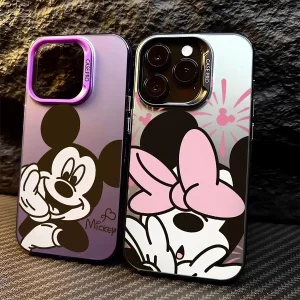 כיסוי טלפון Disney Mickey And Minnie עבור Apple iPhone 15 16 Plus 14 Pro 13 X XS Max 12 Pro 11 Pro Max XR 13 Pro Max כיסוי יוקרתי