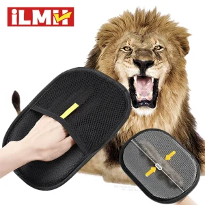 כפפת הסרת שיער חיות מחמד דו צדדית ניתנת לשימוש, כלי טיפוח אנטי-סטטי לחתולים וכלבים, מברשת רכה לרהיטים, שטיחים ובגדים