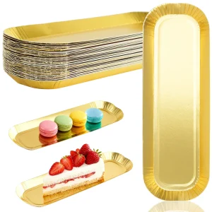 מגש אחסון מוזהב עם מקלות במבוק צלחות נייר חד פעמיות לימי הולדת מסיבות חג קמפינג מגשי הגשה ואחסון