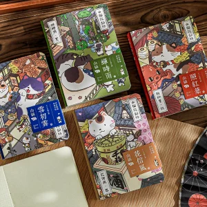 מחברת נסיעות בנושא חתול יצירתית עם איורים אסתטיים גבוהים לתכנון יומן לתלמידים פנקס רשימות ציוד משרדי