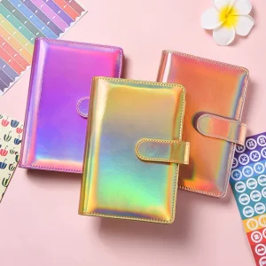 מחברת פנקס עם נצנוץ לייזר A5 A6 בצבע ורוד, מתאימה לתכנון, סקראפבוק, מתנה, כיסוי רך, ציוד לבית הספר יצירתי, יומן