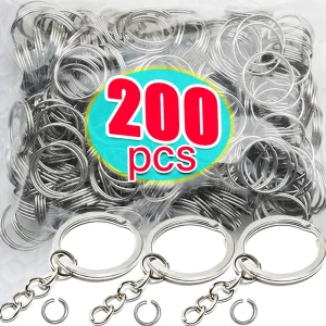 מחזיק מפתחות ריק מתכתי מצופה כסף עם טבעת מחולקת לנשים וגברים, מחזיקי מפתחות DIY, אביזרי מחזיקי מפתחות