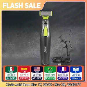 מסורת חשמלית MLG לגברים ונשים, מסורת גוף ניידת עם להב USB בצורת T לגילוח זקן ושחיה, ניתן לשטוף