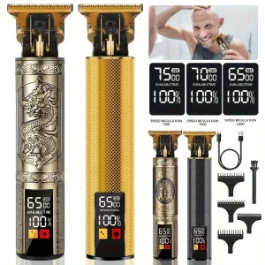 סט מספריים ומספריים וינטאג' מקצועיים, סט תספורת וטיפוח אלחוטי נטען לגברים, מספריים לזקן