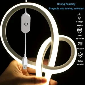 סטריפ LED נורת נאון USB DC 5V מתג חיישן מגע גמיש סיליקון נאון סרט עמיד למים לקישוט הבית בחוץ