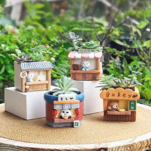 סיר פרחים יצירתי לקקטוס succululents, סירים גינה דקורטיביים עבור מיני צמחים, מאפייה סושי נושא עיצוב הבית