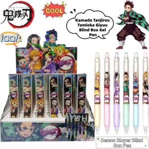 עט ג'ל תיבת עיוור יצירתי משני Demon Slayer Kamado Tanjirou Tomioka Giyuu קרטון אנימציה שחור עט סימן מתנה