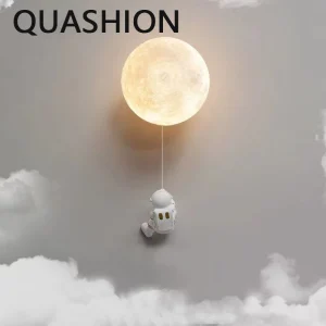 עיצוב חדש דף מנורת קיר קישוט מנורת pla חומר 3d הדפס אהיל אור אסטרונאוט טיפוס הירח סגנון ילדים lustres