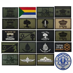 פאץ' טקטי ישראלי עם שני קצוות חרב ברזל רקמה רפלקטיבית PVC פאץ' צבאי לוגו לבגדים, כובעים ותיקים