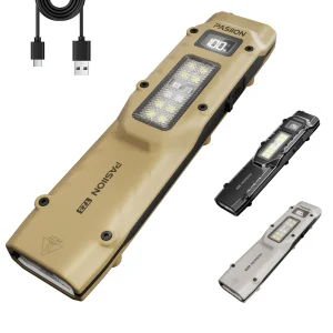 פנס טקטי נטען EDC, פנס LED עם מתגים כפולים ותצוגה דיגיטלית, 8 מצבים, שימוש במחנאות ובמצבי חירום