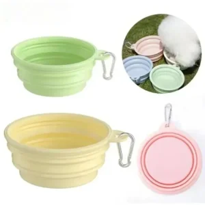 קערת חיות נפתחת ניידת מסיליקון לכלבים וחתולים בנפח 350 מיליליטר/1000 מיליליטר, אידיאלית לשימוש בנסיעות ובחוץ