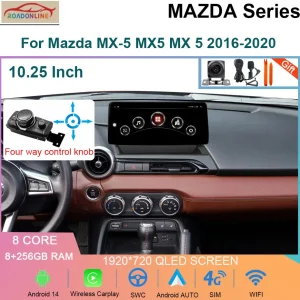 רדיו לרכב Android 14 עבור מאזדה MX-5 MX5 MX 5 2016-2020 עם מתאם נגן מולטימדיה וידאו סטריאו ניווט GPS ניווט