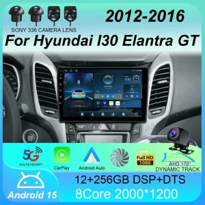 רדיו לרכב Android 15 Carplay Auto עבור הינדאי I30 Elantra GT 2012 2013 2014 2015 2016 ניווט GPS נגן מולטימדיה 4G סטריאו
