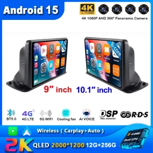 רדיו לרכב עם Carplay בגודל 9/10 אינץ', מערכת הפעלה אנדרואיד 15, ניווט מולטימדיה GPS, פאנל כלי נגינה אוניברסלי למשאית, 2 דין, אוטורדיו סטריאו DVD