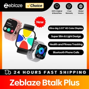 שעון חכם Zeblaze Btalk Plus חדש עם שיחת קול 2.03'' תצוגת צבע HD מעקב בריאות וכושר לגברים ונשים