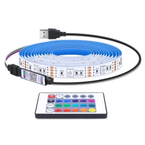 תאורת LED USB RGB בעלת בהירות גבוהה של 30LED/M, סרט דיודה 5050 עם שליטה אלחוטית באמצעות אפליקציה בלוטות' לחדר שינה, מטבח וטלוויזיה